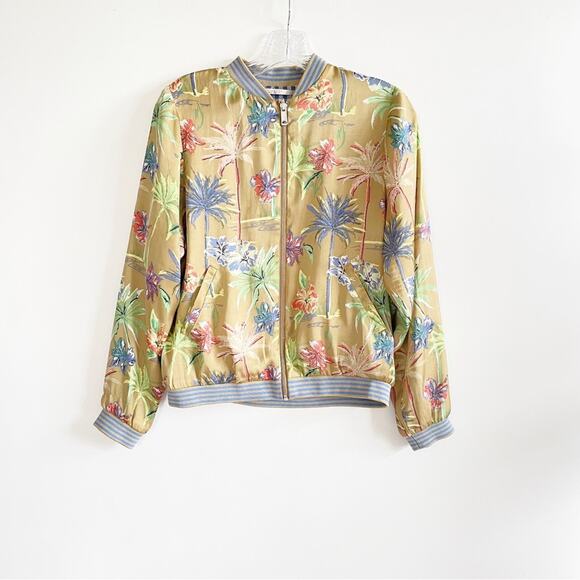 Scotch & Soda Tropical Palm Tree Reversible Satin Bomber Jacket - Picture 4 of 10